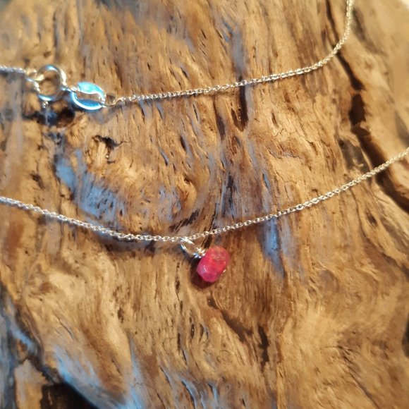 Sterling Silver Pink Welo Opal Drop Necklace 16" - Picture 2 of 4